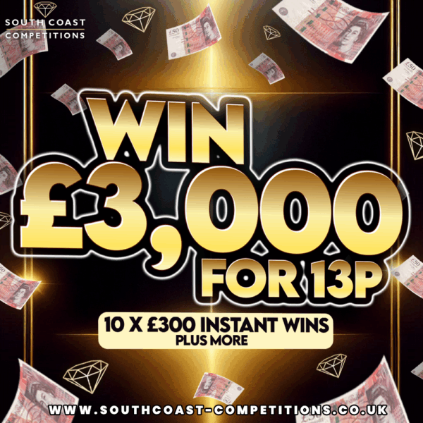 10x £300 instants, £3,000 end draw!