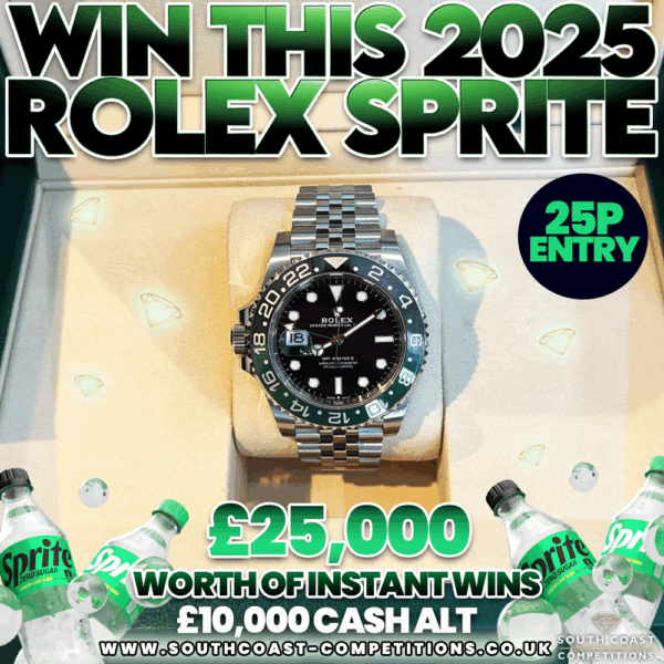 £25K WORTH OF INSTANT WINS, BRAND NEW 2025 ROLEX END DRAW!