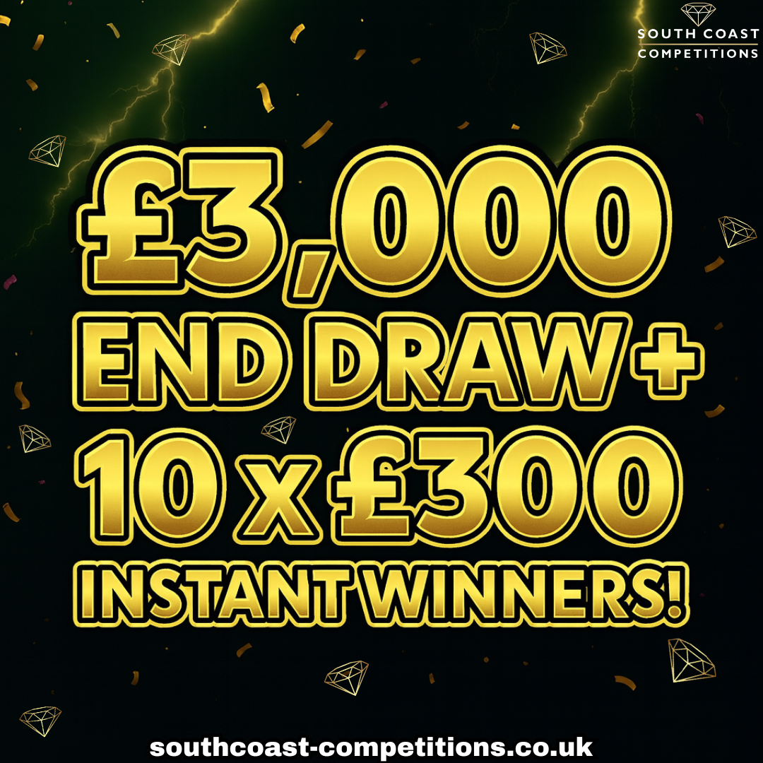 £3,000 end draw + 10 x £300 instant wins!